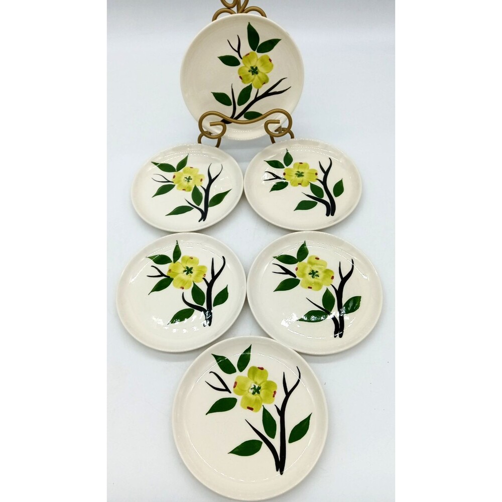 Vtg Blue Ridge Southern Pottery DIXIE DOGWOOD 6” Bread Butter  Plates - Set Of 6